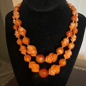 Germany Orange Double Strand Necklace